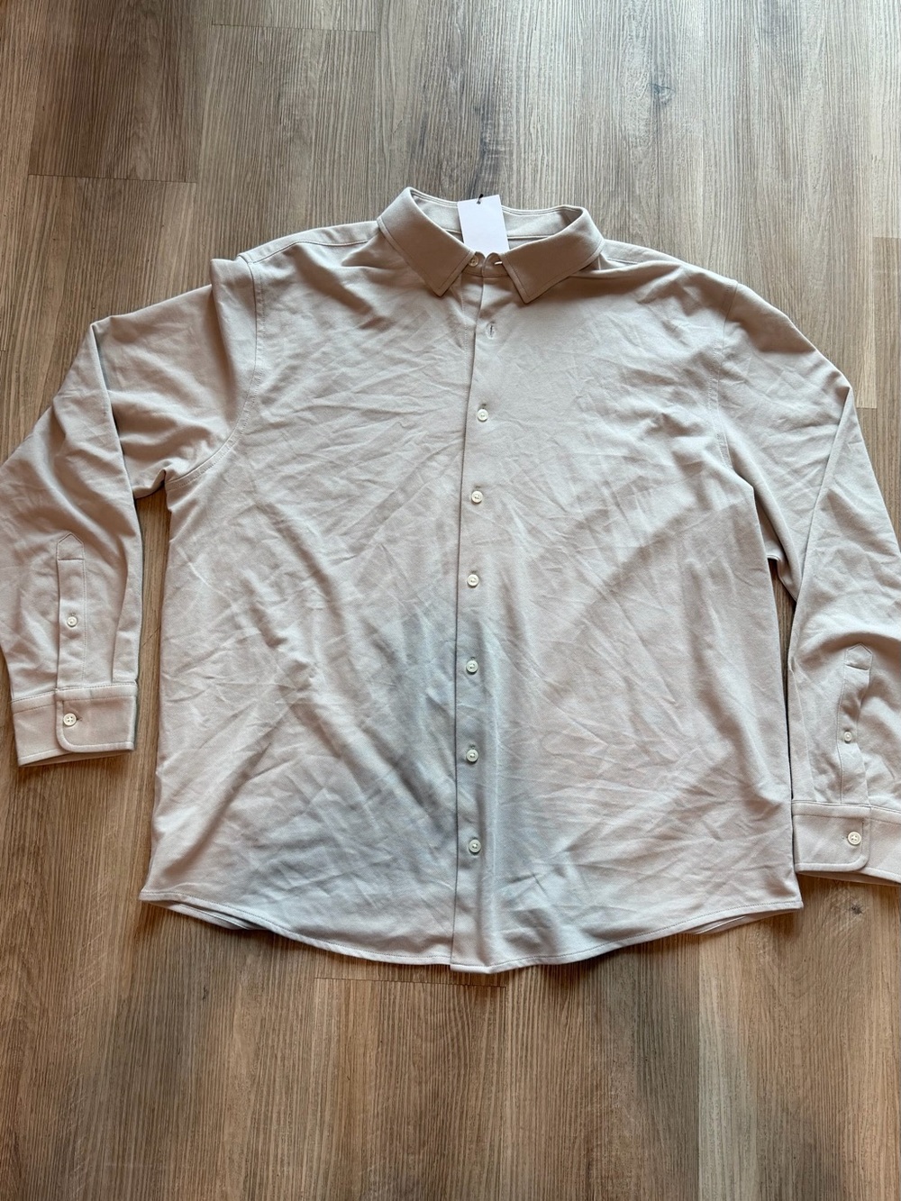 Goodfellow & Co Men's Long-Sleeve Button-Up Shirt in Light Beige
